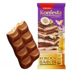 Шоколад молочный с кокосовой начинкой и вафлей