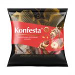 Конфеты «Konfesta» с нежным шоколадно-ореховым кремом в хрустящей вафле, глазированной шоколадом и обсыпанной дробленым фундуком